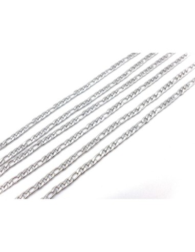1m de chaînette maille figaro fine en acier inoxydable résistante maillon 4,5mm x 2,6mm de couleur argent 