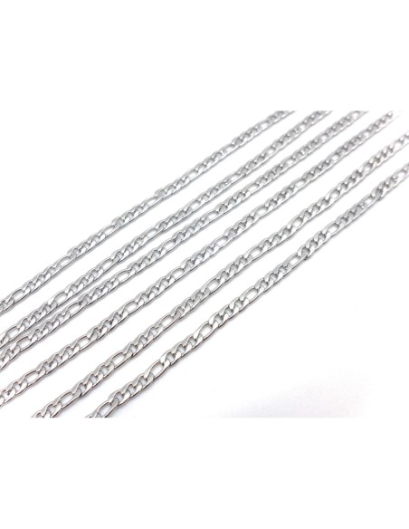 1m de chaînette maille figaro fine en acier inoxydable résistante maillon 4,5mm x 2,6mm de couleur argent 