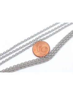 1m de chaînette maille forçat fine en acier inoxydable résistante maillon 3,8mm x 2mm de couleur argent  2