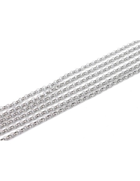 1m de chaînette maille forçat ronde fine en acier inoxydable maillon 2,8mm de couleur argent 