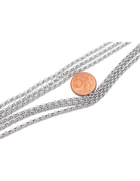 1m de chaînette maille forçat ronde fine en acier inoxydable maillon 2,8mm de couleur argent 