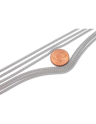 chaînette maille gourmette fine en acier inoxydable argenté