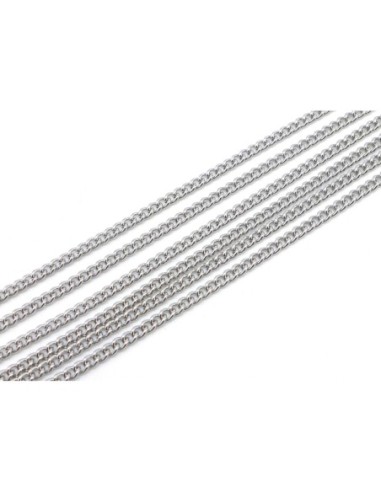 Chaine maille gourmette fine en acier inoxydable argenté