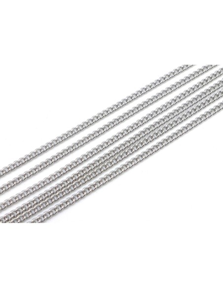 Chaine maille gourmette fine en acier inoxydable argenté