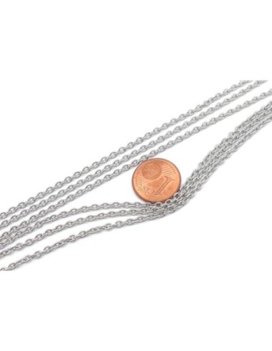 Chaine maille forçat en acier inoxydable maillon 3,1mm x 2,3mm de couleur argent