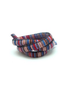 50cm Cordon ethnique en coton tissé 6mm multicolore rouge, bleu , blanc, noir, marron