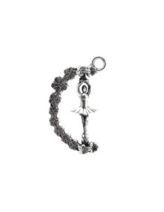 2 Breloques, pendentifs danseuse mobile en métal argenté travaillé 27mm x 17mm