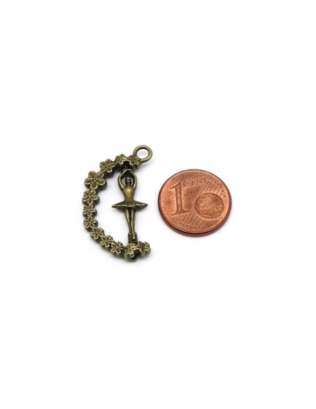 Breloque danseuse mobile bronze en métal pas chère
