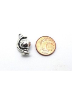 2 Breloques, pendentifs globe mappemonde mobile en métal argenté travaillé 18mm x 12mm  2