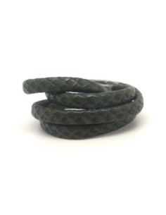 50cm Lanière simili cuir 6mm x 3,3mm de couleur vert kaki impression écaille
