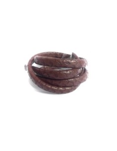 50cm Lanière simili cuir 6mm x 3,3mm de couleur marron foncé impression écaille