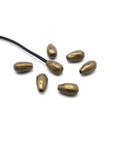 Perle de finition goutte pour cordon de 1mm en métal de couleur bronze