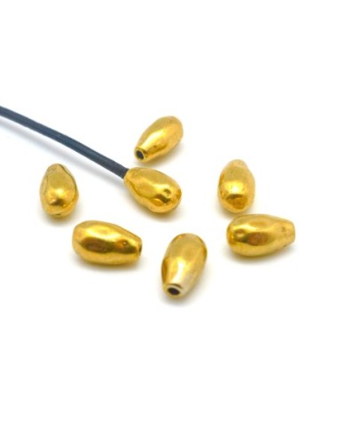 Perles embout de finition goutte martelé pour cordon de 1mm métal doré