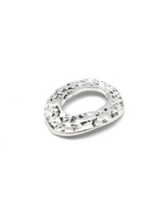 Anneau connecteur ovale 40mm X 30mm pendentif en métal argenté martelé