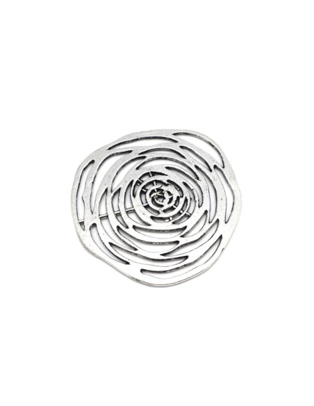 Pendentif estampe rosace camélia 54mm en métal argenté 