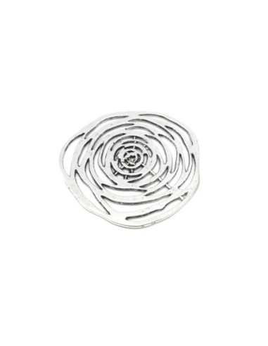 Pendentif estampe rosace camélia 54mm en métal argenté 