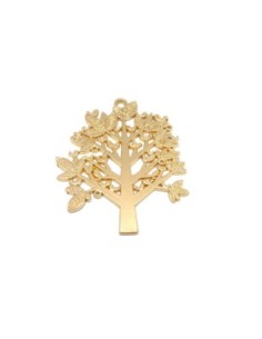 Grand Pendentif arbre en métal doré ajouré 7cm
