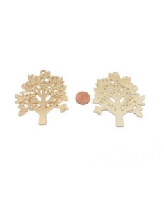 Grand Pendentif arbre en métal doré ajouré 7cm 2