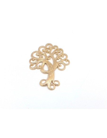 Grand Pendentif connecteur arbre de vie en métal doré ajouré 73mm