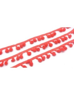 1,3m Ruban pompon Galon pompon de couleur rose rouge corail 7mm