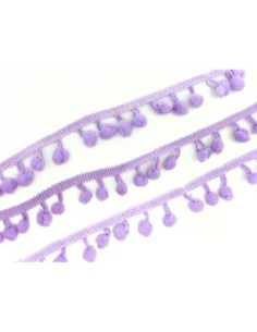 1,3m Ruban pompon Galon pompon de couleur parme, violet pâle 7mm