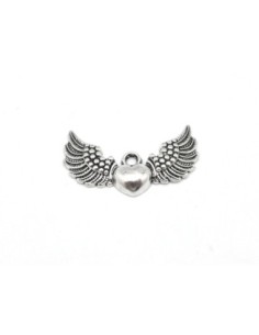 2 Breloques, pendentifs aile d'ange en métal argenté 44,7mm x 25,4mm 2