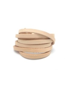 1m lanière cuir plat 4mm de couleur beige naturel pour création de bracelet