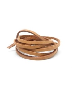 1m lanière cuir plat 3mm de couleur marron clair effet naturel