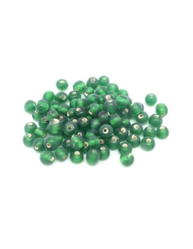10g env. 90 perles en verre fine ronde 4mm vert bouteille irisé rainbow 