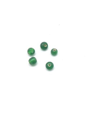 10g env. 90 perles en verre fine ronde 4mm vert bouteille irisé rainbow 
