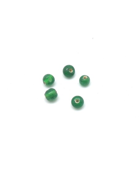 10g env. 90 perles en verre fine ronde 4mm vert bouteille irisé rainbow 