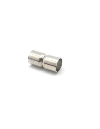 Fermoir aimanté tube en métal argenté pour cordon de 8,5mm paracorde par exemple ou cuir 