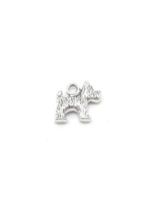 5 Breloques chien scottish terrier en métal argenté 12,6mm 2