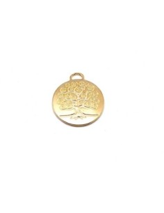 2 Pendentifs Breloques arbre de vie en métal doré 27,6mm