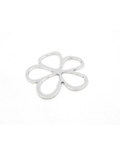 Grande perle connecteur fleur pendentif en métal argenté