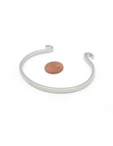 Bracelet jonc ouvert en métal argenté à agrémenter 6,5cm bangle 