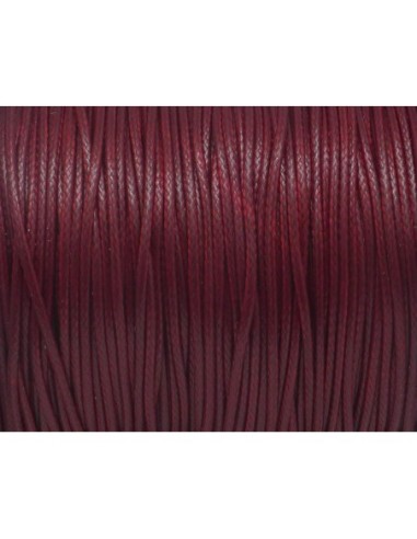 Cordon polyester enduit ciré 1mm souple rouge bourgogne brillant