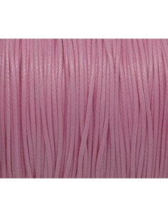 5m de Cordon polyester enduit ciré 1mm souple rose barbe à papa brillant