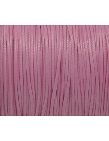 5m de Cordon polyester enduit ciré 1mm souple rose barbe à papa brillant 