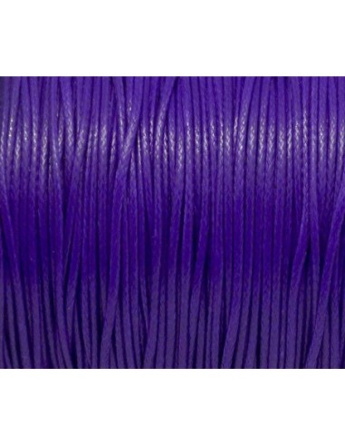 Cordon polyester enduit ciré 1mm souple violet  brillant 
