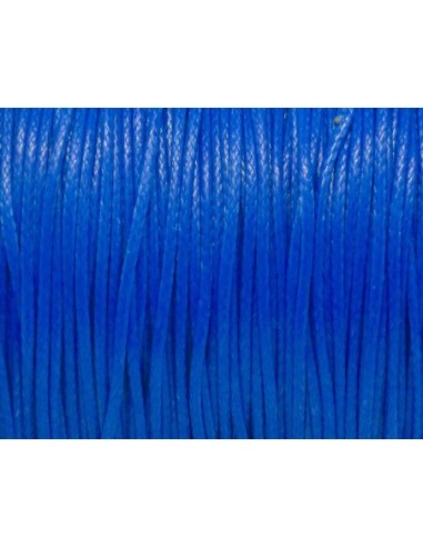 Cordon polyester enduit ciré 1mm souple bleu saphir, bleu électrique brillant 