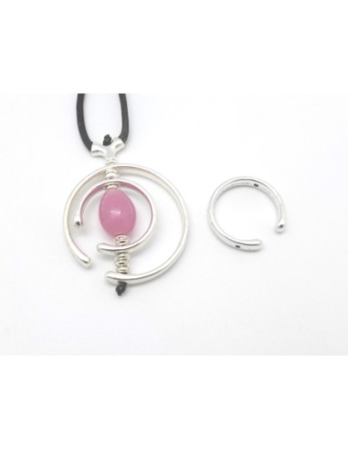 3 Perles intercalaire demi cercle ouvert lune 38mm en métal argenté lisse appelé aussi demi cadre à perles 