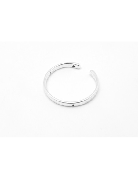 3 Perles intercalaire demi cercle ouvert lune 38mm en métal argenté lisse appelé aussi demi cadre à perles 