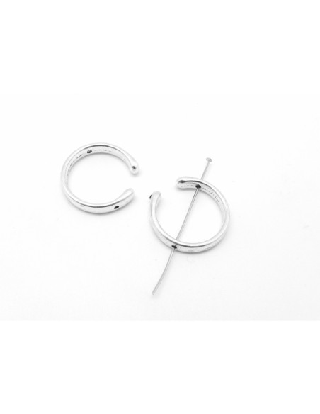3 Perles intercalaire demi cercle ouvert lune 25mm en métal argenté lisse appelé aussi demi cadre à perles 