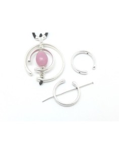 3 Perles intercalaire demi cercle ouvert lune 25mm en métal argenté lisse appelé aussi demi cadre à perles  2