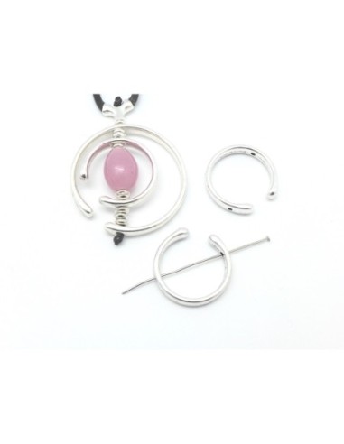 3 Perles intercalaire demi cercle ouvert lune 25mm en métal argenté lisse appelé aussi demi cadre à perles 
