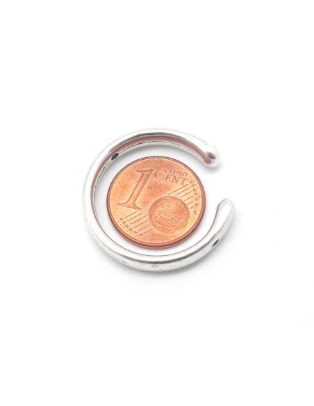 3 Perles intercalaire demi cercle ouvert lune 25mm en métal argenté lisse appelé aussi demi cadre à perles 