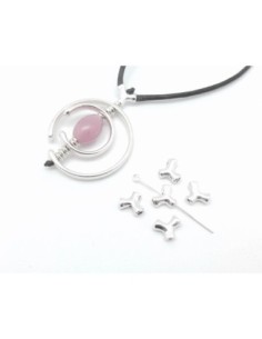 5 Perles embout intercalaire connecteur triangle en métal argenté martelé pour cordon de 2mm et fil de 0,8mm 2