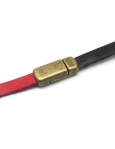 Fermoir aimanté lacet, lanière de 6mm X 2,2mm en métal de couleur bronze 2