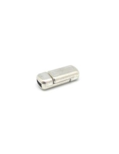 Fermoir aimanté lacet, lanière de 6mm X 2,2mm en métal argenté